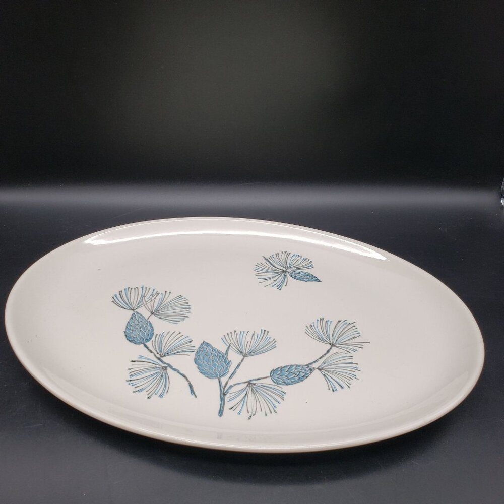 Marcrest Blue Pine 10x13.75 Oval Platter Oven Proof USA Crazed